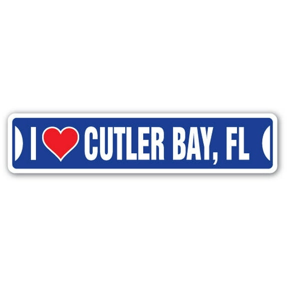 I LOVE CUTLER BAY FLORIDA Street Sign fl city state us wall road décor gift