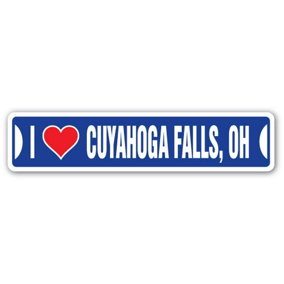 I LOVE CUYAHOGA FALLS OHIO Street Sign oh city state us wall road décor gift