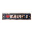 thumbnail image 1 of I LOVE DAVENPORT IOWA Vintage Aluminum Street Sign ia city state us wall road décor rustic metal tin gift | Indoor/Outdoor | 30" Wide, 1 of 4