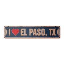 I LOVE EL PASO TEXAS Vintage Plastic Street Sign tx city state us wall road décor gift | Indoor/Outdoor | 30" Wide