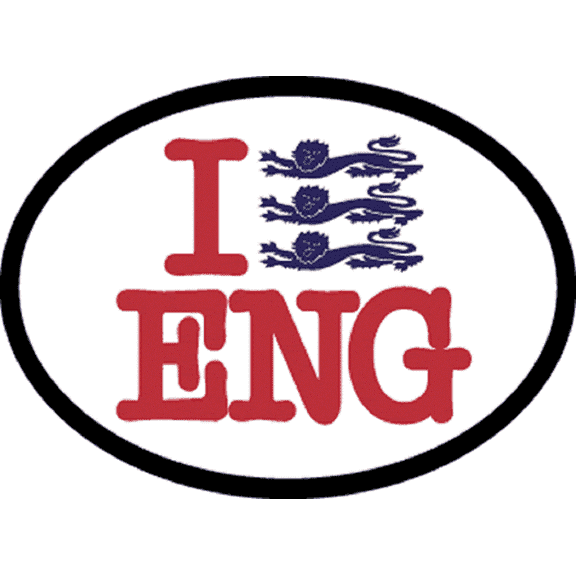 I LOVE ENGLAND Sticker - Orignal Artwork Vinyl - Reflective British Oval Decal Sticker - 3.5" x 4.75"