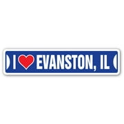 I LOVE EVANSTON ILLINOIS Street Sign il city state us wall road décor gift