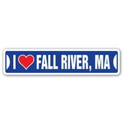 I LOVE FALL RIVER MASSACHUSETTS Street Sign ma city state us wall road décor gift