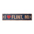 thumbnail image 1 of I LOVE FLINT MICHIGAN Vintage Plastic Street Sign mi city state us wall road décor gift | Indoor/Outdoor | 18" Wide, 1 of 4
