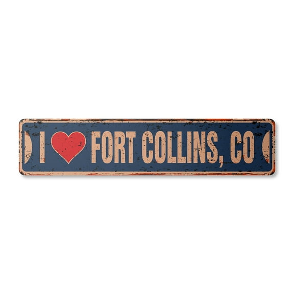 I LOVE FORT COLLINS COLORADO Vintage Plastic Street Sign co city state us wall road décor gift | Indoor/Outdoor | 18" Wide