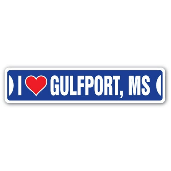I LOVE GULFPORT MISSISSIPPI Street Sign ms city state us wall road décor gift