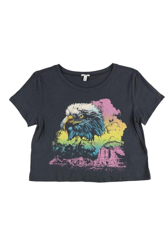 Womens Bald Eagle Graphic T-Shirt, Grey, Medium