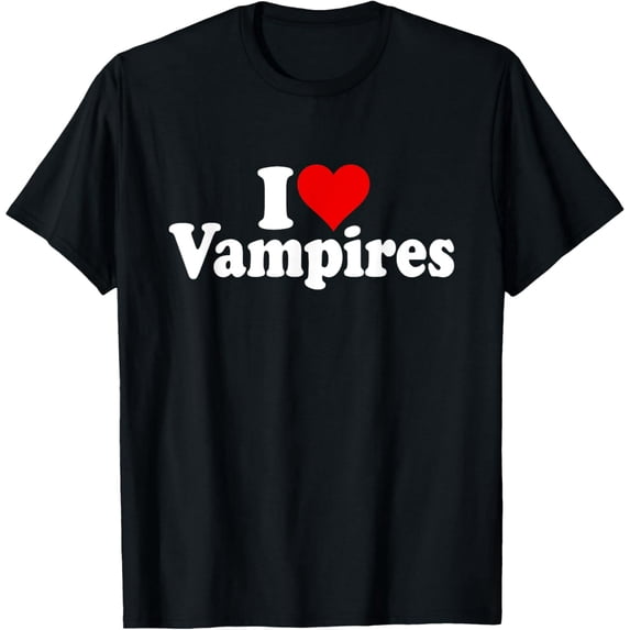 I LOVE HEART VAMPIRES Funny Creative Graphic T-Shirt
