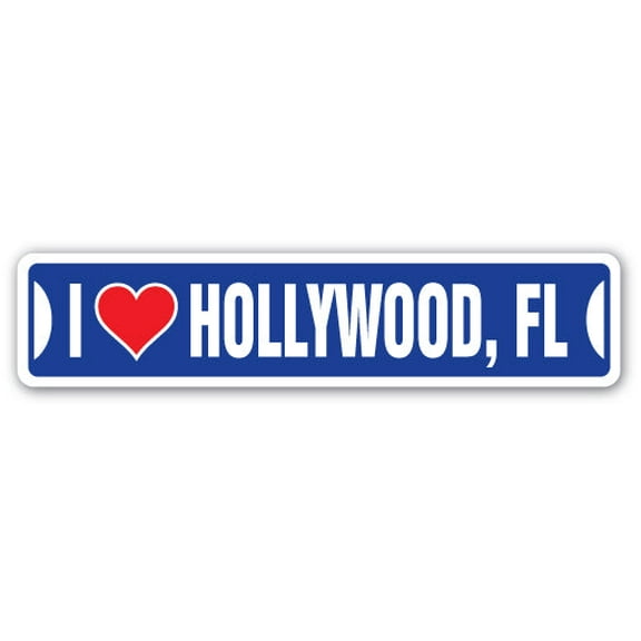 I LOVE HOLLYWOOD FLORIDA Street Sign fl city state us wall road décor gift