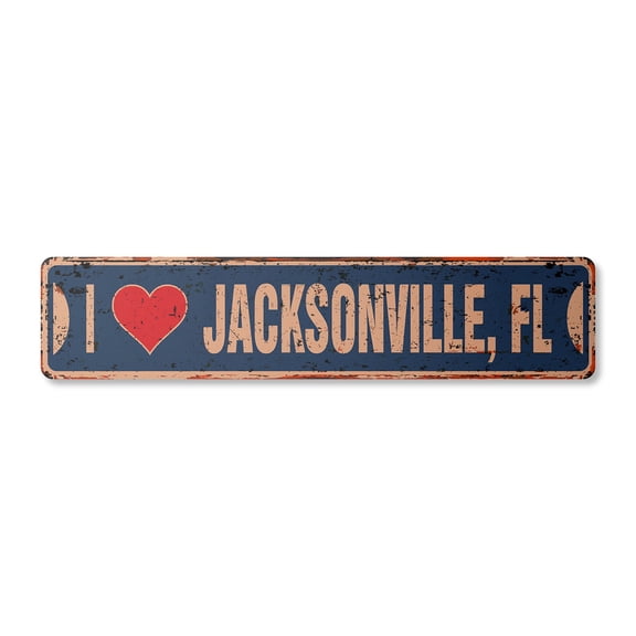 I LOVE JACKSONVILLE FLORIDA Vintage Plastic Street Sign fl city state us wall road décor gift | Indoor/Outdoor | 30" Wide