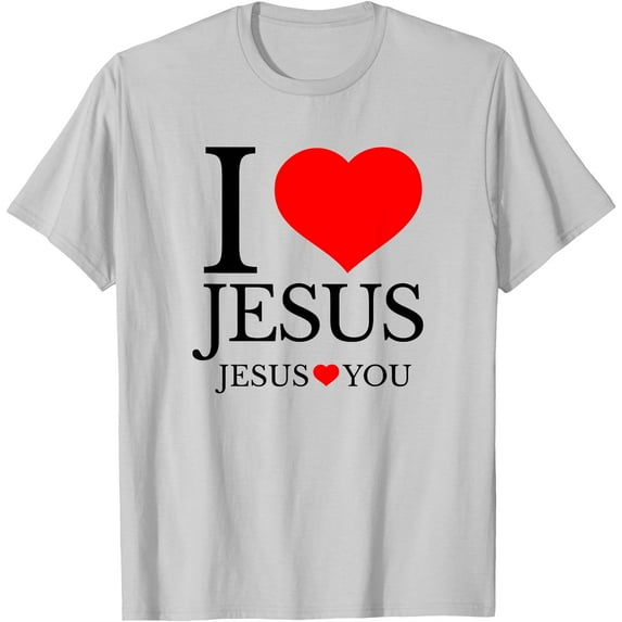 I LOVE JESUS LOVES YOU CHRISTIAN HEART Unisex T-Shirt for Men Women Kids,Cornsilk Color,Size YS