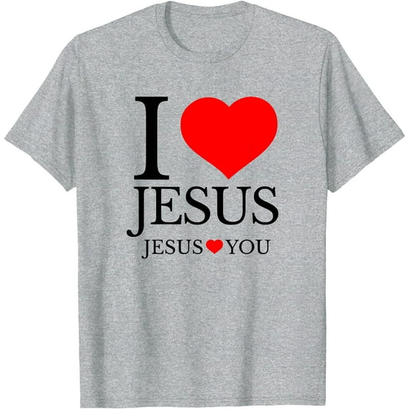 I LOVE JESUS LOVES YOU CHRISTIAN HEART Unisex T-Shirt for Men Women Kids,Sport Grey Color,Size YXS