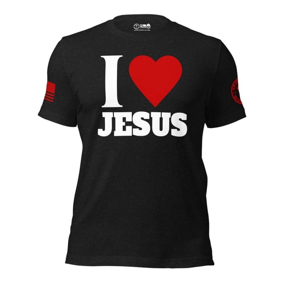 I LOVE JESUS Unisex t-shirt (Black Heather, XS)