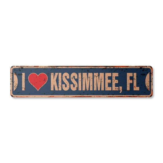 I LOVE KISSIMMEE FLORIDA Vintage Plastic Street Sign fl city state us wall road décor gift | Indoor/Outdoor | 24" Wide