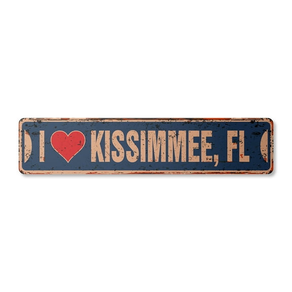 I LOVE KISSIMMEE FLORIDA Vintage Plastic Street Sign fl city state us wall road décor gift | Indoor/Outdoor | 36" Wide