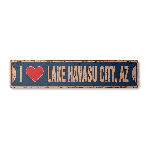 I LOVE LAKE HAVASU CITY ARIZONA Vintage Plastic Street Sign az city state us wall road décor gift | Indoor/Outdoor | 18" Wide