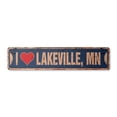 thumbnail image 1 of I LOVE LAKEVILLE MINNESOTA Vintage Plastic Street Sign mn city state us wall road décor gift | Indoor/Outdoor | 30" Wide, 1 of 4