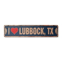 I LOVE LUBBOCK TEXAS Vintage Plastic Street Sign tx city state us wall road décor gift | Indoor/Outdoor | 24" Wide