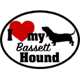 thumbnail image 1 of I LOVE MY BASSETT HOUND Sticker - Orignal Artwork Vinyl - Dog Lover's Oval Decal Sticker - 3.5" x 4.75", 1 of 1