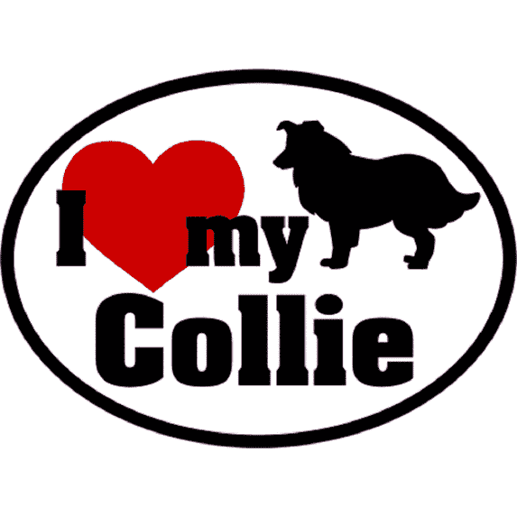 I LOVE MY COLLIE Sticker - Orignal Artwork Vinyl - Dog Lover's Oval Decal Sticker - 3.5" x 4.75"