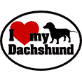 thumbnail image 1 of I LOVE MY DASCHSHUND Sticker - Orignal Artwork Vinyl - Dog Lover's Oval Decal Sticker - 3.5" x 4.75", 1 of 1