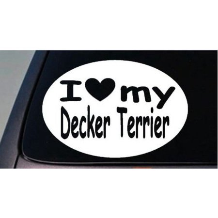 I LOVE MY DECKER TERRIER RAT TERRIER 6" TICKER DOG TRUCK WINDOW STICKER DECAL *C314*