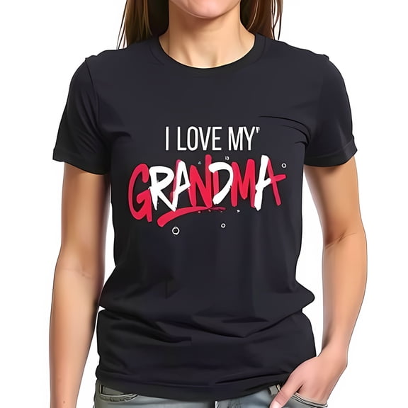 I LOVE MY GRANDMA Graphic T-Shirt - Edgy Stylish Tee with Bold Red & White Design - Casual Everyday Wear