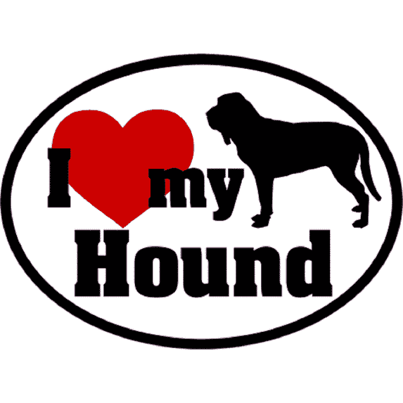 I LOVE MY HOUND Sticker - Orignal Artwork Vinyl - Dog Lover's Oval Decal Sticker - 3.5" x 4.75"