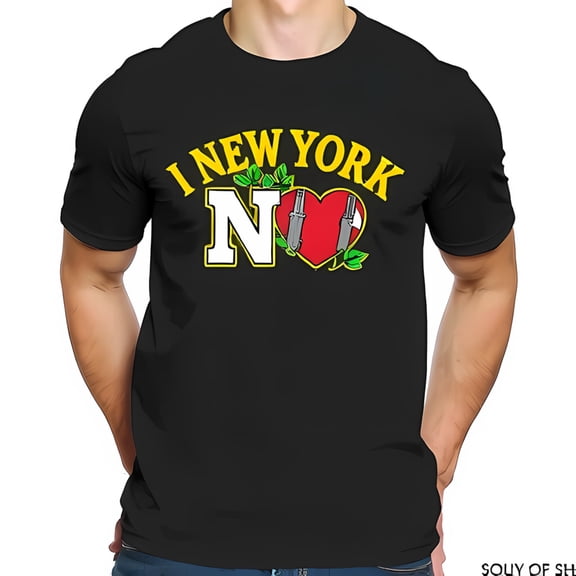 I LOVE NEW YORK Graphic Cotton Short Sleeve T-Shirt with Heart & Towers Design Yellow & Green