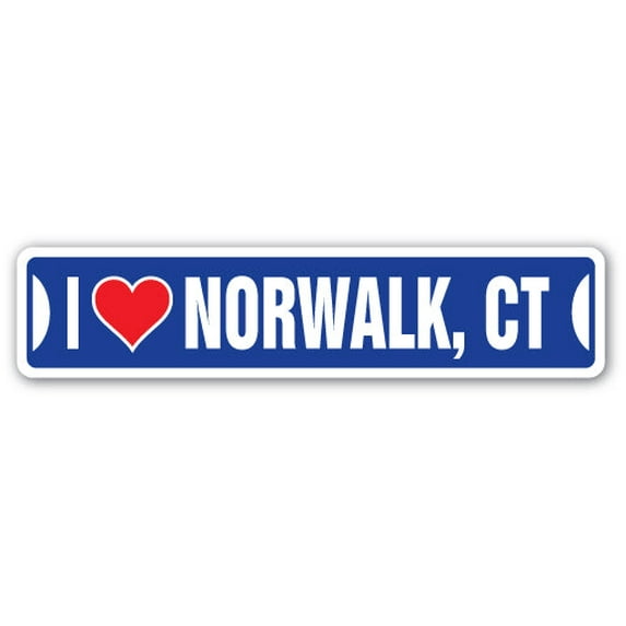 I LOVE NORWALK CONNECTICUT Street Sign ct city state us wall road décor gift