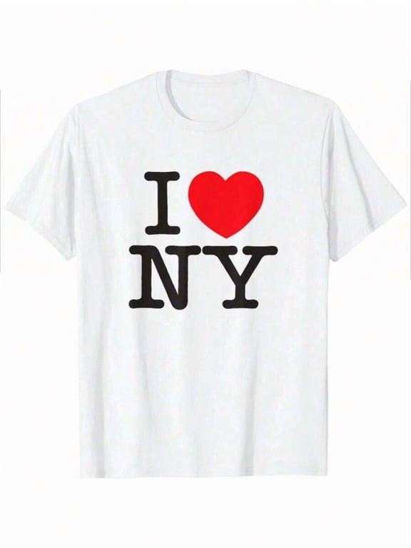 I LOVE NY Classic Logo T-Shirt For Men, Cotton Unisex Graphic T Shirts