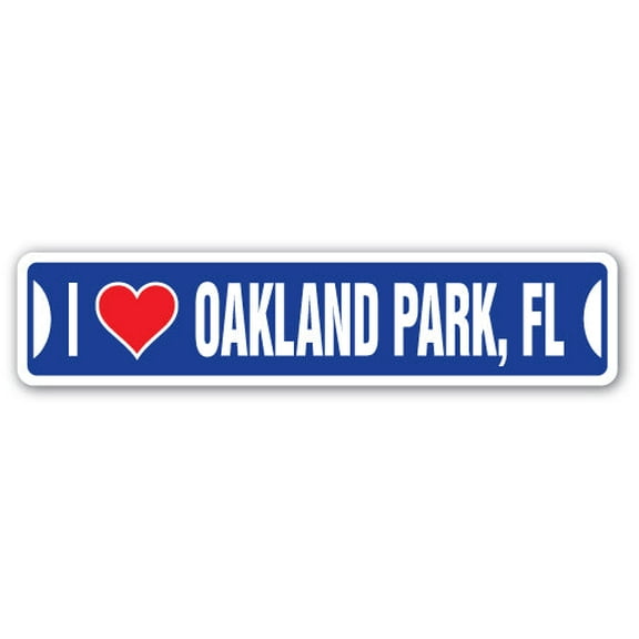 I LOVE OAKLAND PARK FLORIDA Street Sign fl city state us wall road décor gift