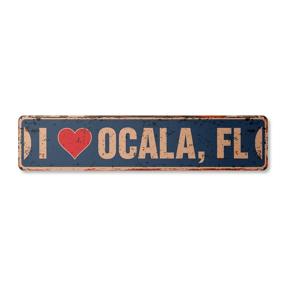 I LOVE OCALA FLORIDA Vintage Plastic Street Sign fl city state us wall road décor gift | Indoor/Outdoor | 30" Wide