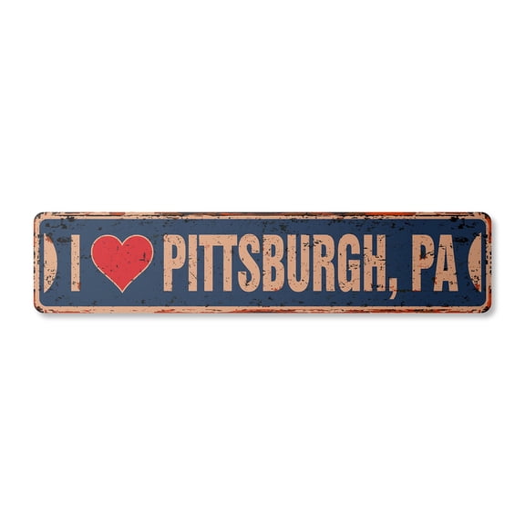 I LOVE PITTSBURGH PENNSYLVANIA Vintage Plastic Street Sign pa city state us wall road décor gift | Indoor/Outdoor | 18" Wide