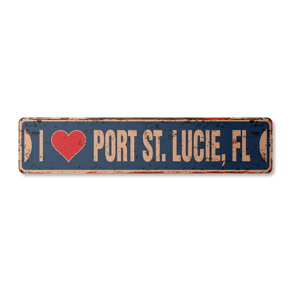 I LOVE PORT ST. LUCIE FLORIDA Vintage Plastic Street Sign fl city state us wall road décor gift | Indoor/Outdoor | 24" Wide