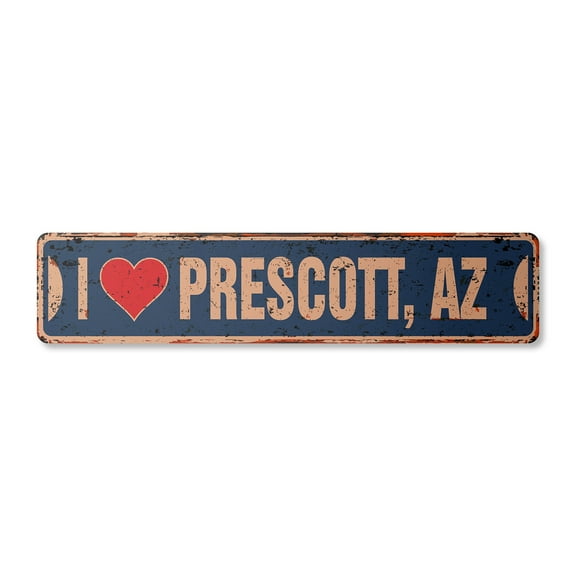 I LOVE PRESCOTT ARIZONA Vintage Plastic Street Sign az city state us wall road décor gift | Indoor/Outdoor | 18" Wide