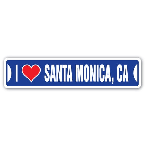 I LOVE SANTA MONICA CALIFORNIA Street Sign ca city state us wall road décor gift