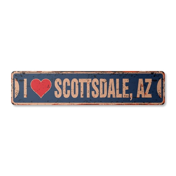 I LOVE SCOTTSDALE ARIZONA Vintage Plastic Street Sign az city state us wall road décor gift | Indoor/Outdoor | 18" Wide