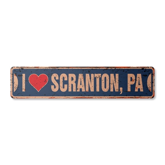 I LOVE SCRANTON PENNSYLVANIA Vintage Plastic Street Sign pa city state us wall road décor gift | Indoor/Outdoor | 18" Wide