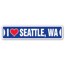 I LOVE SEATTLE WASHINGTON Street Sign wa city state us wall road décor gift