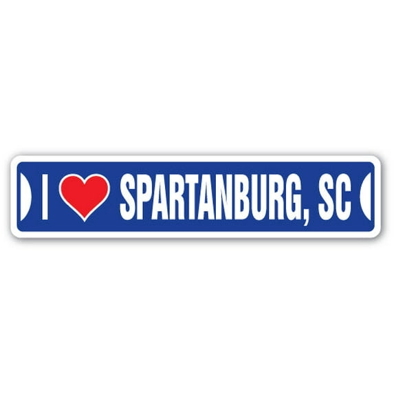 I LOVE SPARTANBURG SOUTH CAROLINA Street Sign sc city state us wall road décor gift