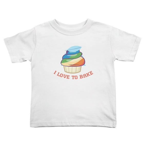 I LOVE TO BAKE Cute Toddler T-Shirts for Boys Girls (White, 3T)