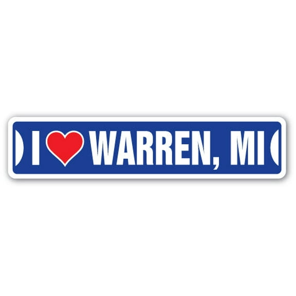 I LOVE WARREN MICHIGAN Street Sign mi city state us wall road décor gift