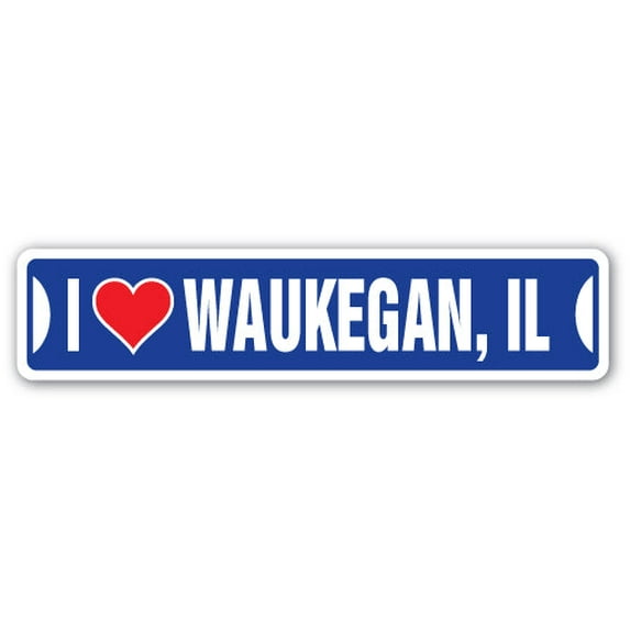 I LOVE WAUKEGAN ILLINOIS Street Sign il city state us wall road décor gift