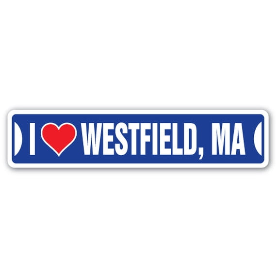 I LOVE WESTFIELD MASSACHUSETTS Street Sign ma city state us wall road décor gift