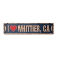 thumbnail image 1 of I LOVE WHITTIER CALIFORNIA Vintage Plastic Street Sign ca city state us wall road décor gift | Indoor/Outdoor | 18" Wide, 1 of 4