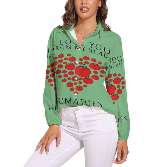 I LOVE YOU FROM MY HEAD TOMATOES Long Sleeve Blouse Woman Streetwear Casual Shirts Summer Oversize Woman Streetwear Clothing Birthday Present