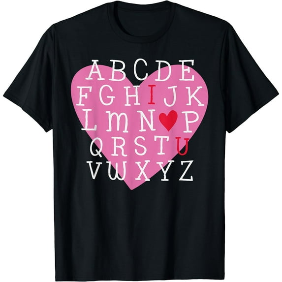 I LOVE YOU Valentines Day Alphabet Teacher Student School T-Shirt Black 3X-Large