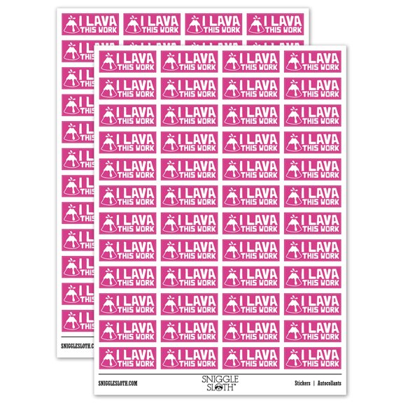 I Lava Love This Work Volcano Teacher Student School Sticker Set - Hot Pink - Gloss Finish - 1.25" Mini