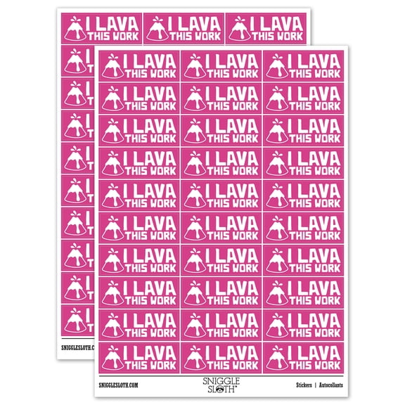 I Lava Love This Work Volcano Teacher Student School Sticker Set - Hot Pink - Matte Finish - 1.75" Medium